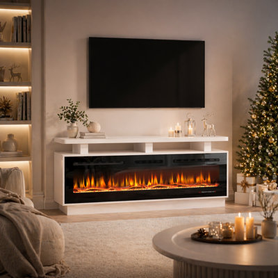 2-Piece Stylish Electric Fireplaceand TV Stand with Light