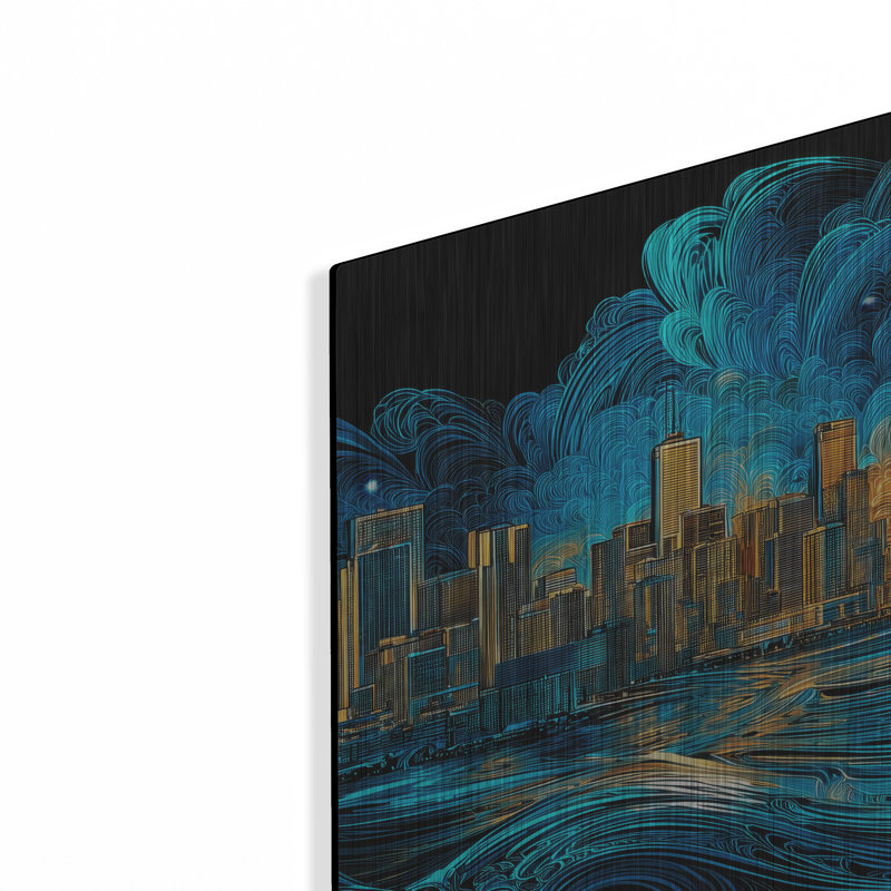 Art mural en métal luxueux «Waves Of Light Over Toronto» par Ann Klee, 24 po x 12 po, H 12 po x l 24 po
