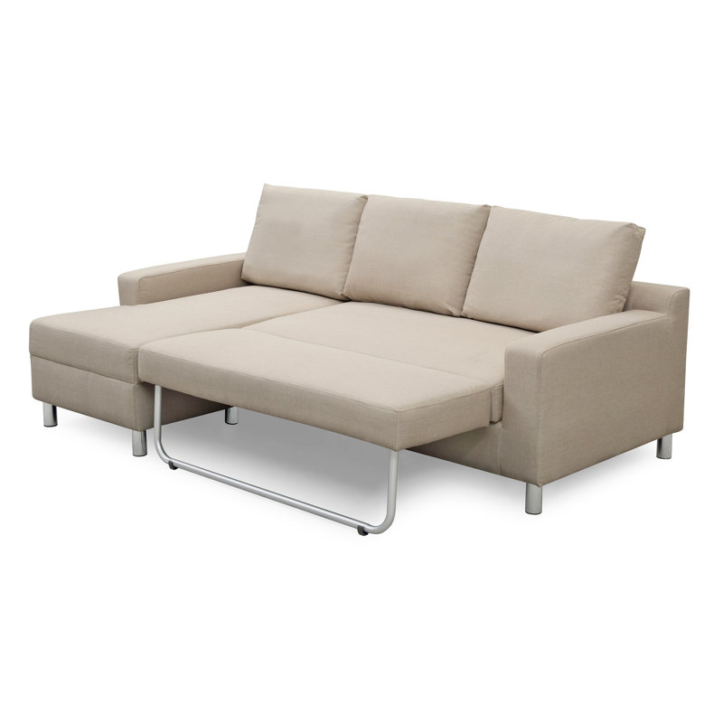 Falgoust Upholstered L-Shaped Sectional, Beige Linen Blend, Left Hand Facing