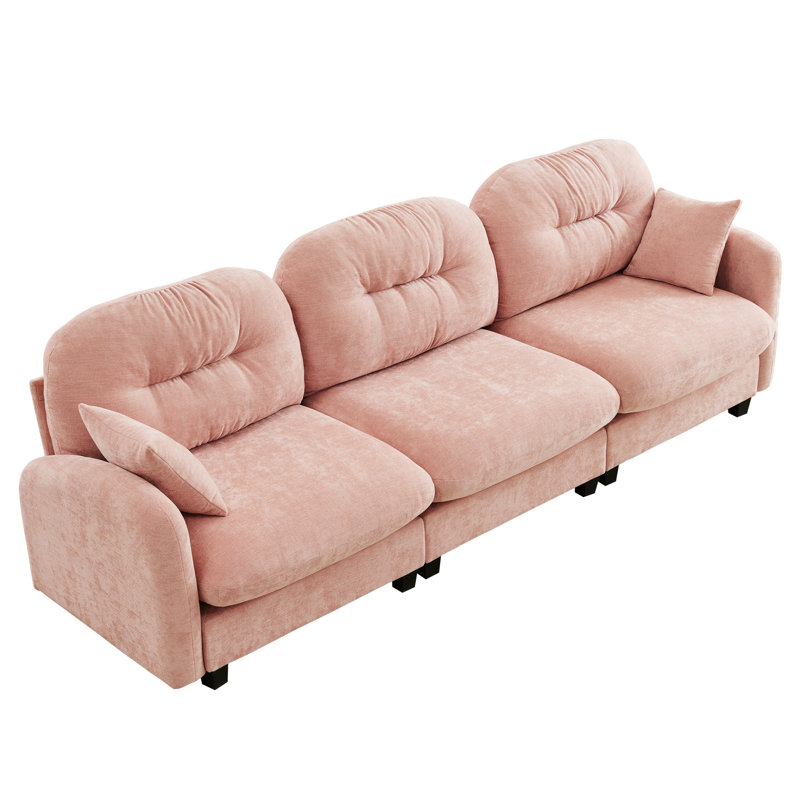 Pink Three - Modular With Soft Chenille Upholstery, Ergonomic Support And Back For Different Areas Seating Customizable Combination Home Living