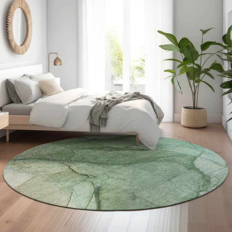Premium Machine Washable Cerrito AMF607 Green Rug