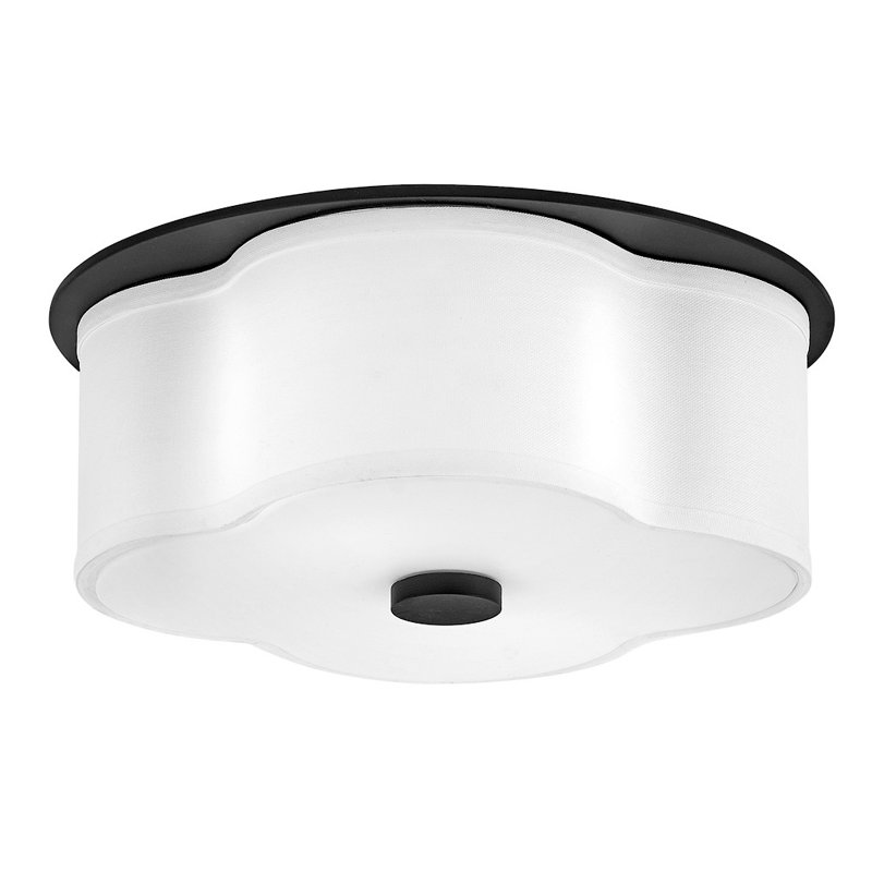 Delaney 2-Light Flush Mount Ceiling Light with Linen Shade, Black