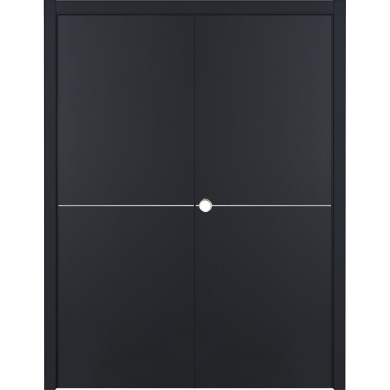 Double porte intérieure stratifiée pré-suspendue en noir laminé 36 po x 80 po à droite, 36" x 80", Oui