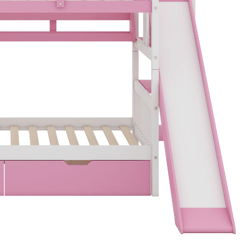 Lit superposé de style château, Lit simple, Rose
