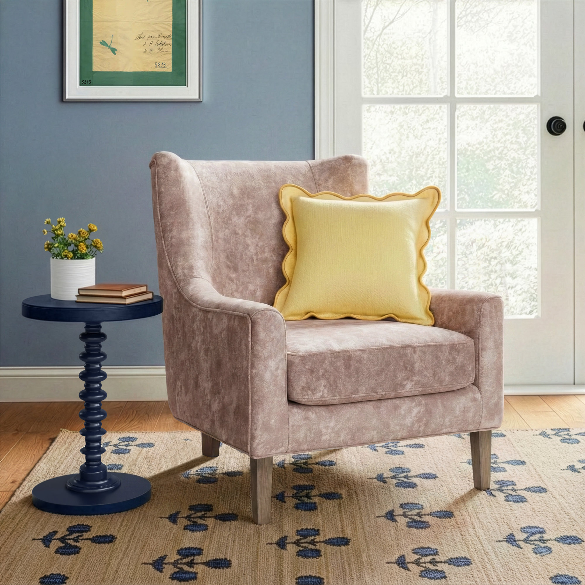 Aurora Hi-back Upholstered Accent Chair, Brown Polyester