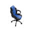 Chaise de bureau de jeu avec siège rembourré confortable, similicuir noir et bleu, cinq roulettes et hauteur réglable pour un travail de couleur moderne,