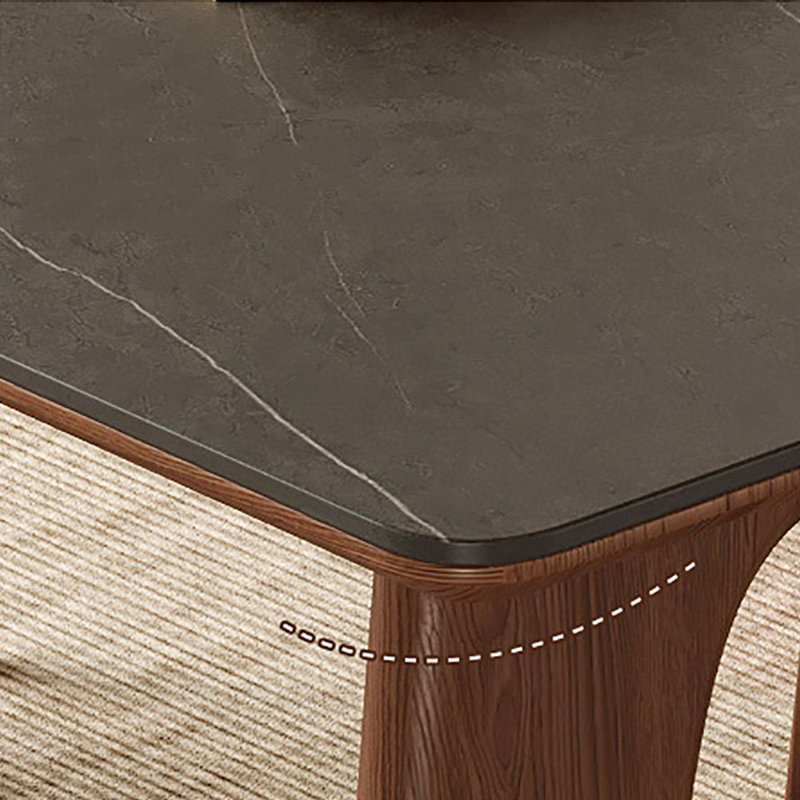 Modern Solid Wood & Slate Rectangular Dining Table, 29.5"H x 70.9"L x 35.4"W