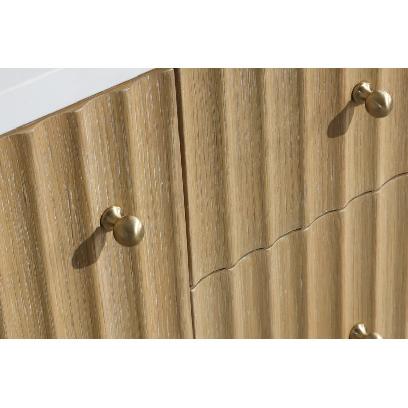 La Jolla 42" Washed Oak Bathroom Vanity with Quartz Top