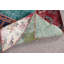 Tapis turc, petit tapis de 3,3 pi x 3,3 pi, tapis tissés à la main verts, tapis rétro, tapis de cuisine