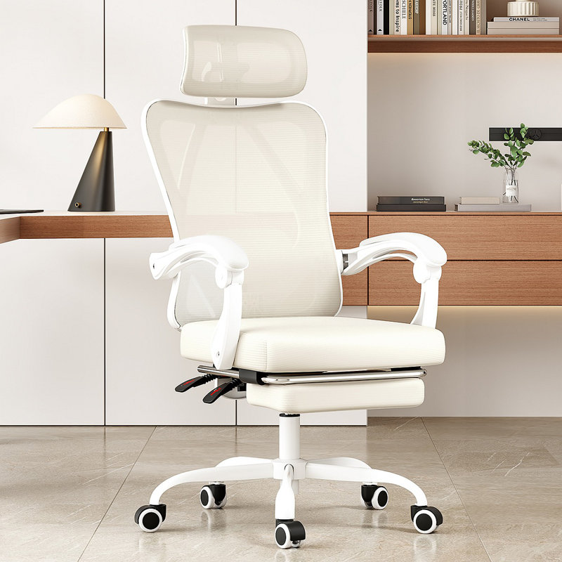 Ergonomic Office Chair With Footrest, Mesh Office Desk Chair With Headrest, High Back Computer Chair With Adjustable Lumbar Support For Home Office Study Room Bedroom