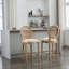 Ensemble de 2 tabourets de bar en bois massif avec tabourets de cuisine en bois massif de style campagne française classique pour comptoir de bar - Beige-2101370478