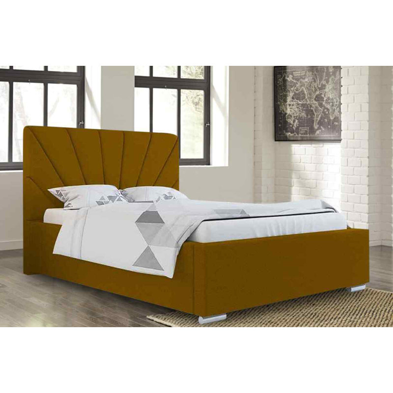 Upholstered Bed, Single (3'), Mustard
