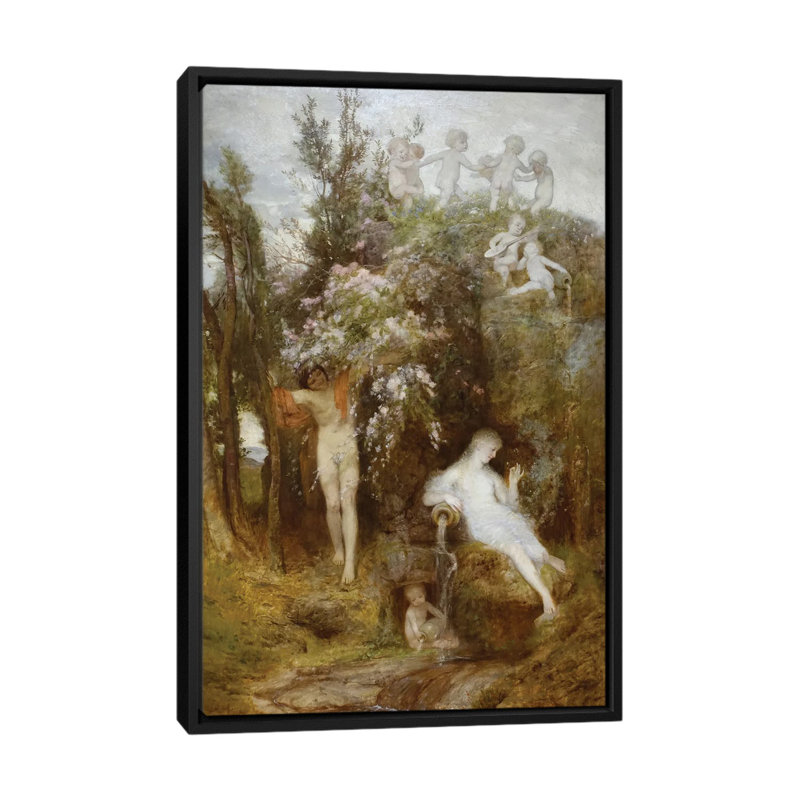 «Love Spring» - ABQ76, H 40 po x l 26 po, Noir, Impression sur toile flottante sans passe-partout