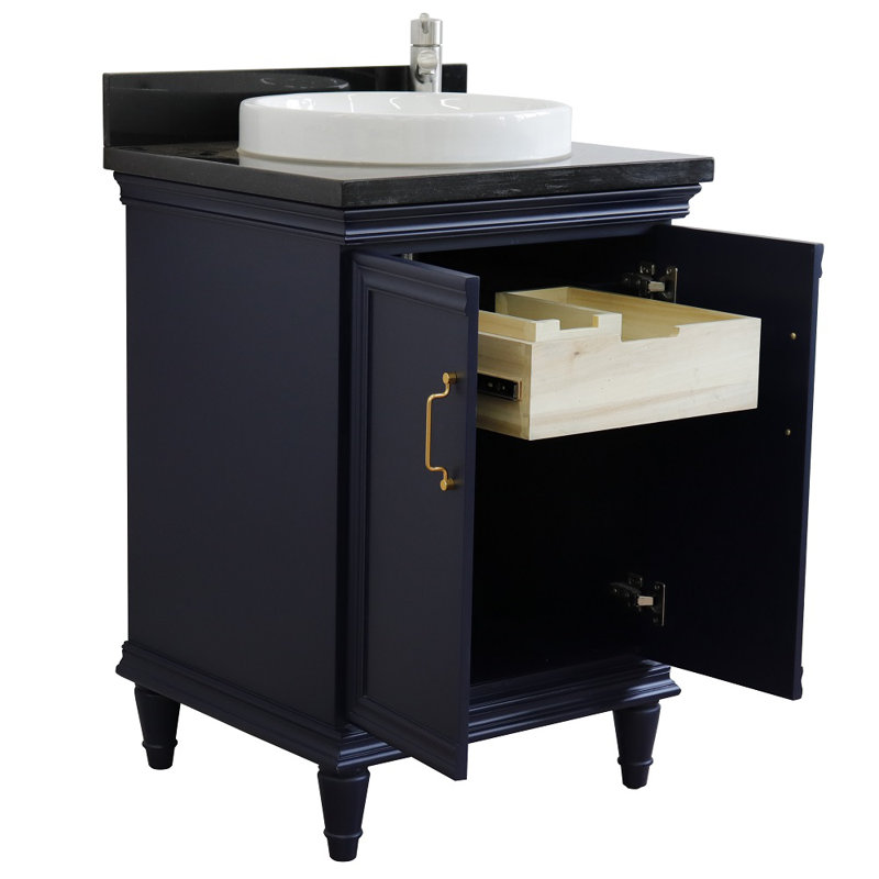 Ensemble de meuble-lavabo simple 25 po Hunstant, Bleu, Granite noir Galaxy