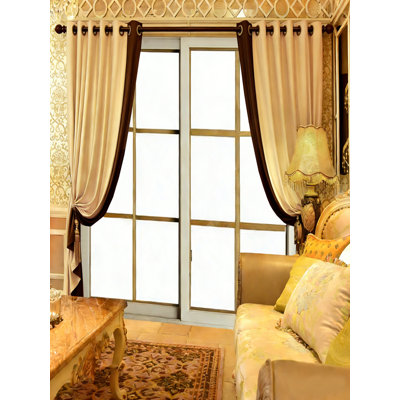 American Retro Two-Tone Velvet Polyester Grommet Curtains, Room Darkening Curtains For Bedroom And Living Room, Set Of 2 Panels