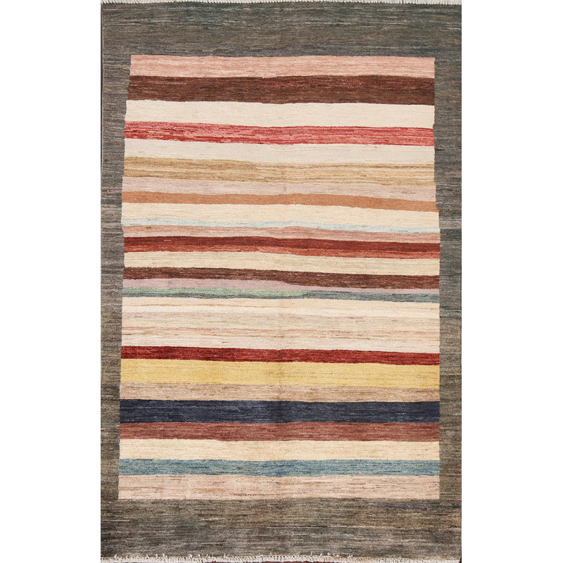 Striped Gabbeh  Oriental Area Rug 4x6
