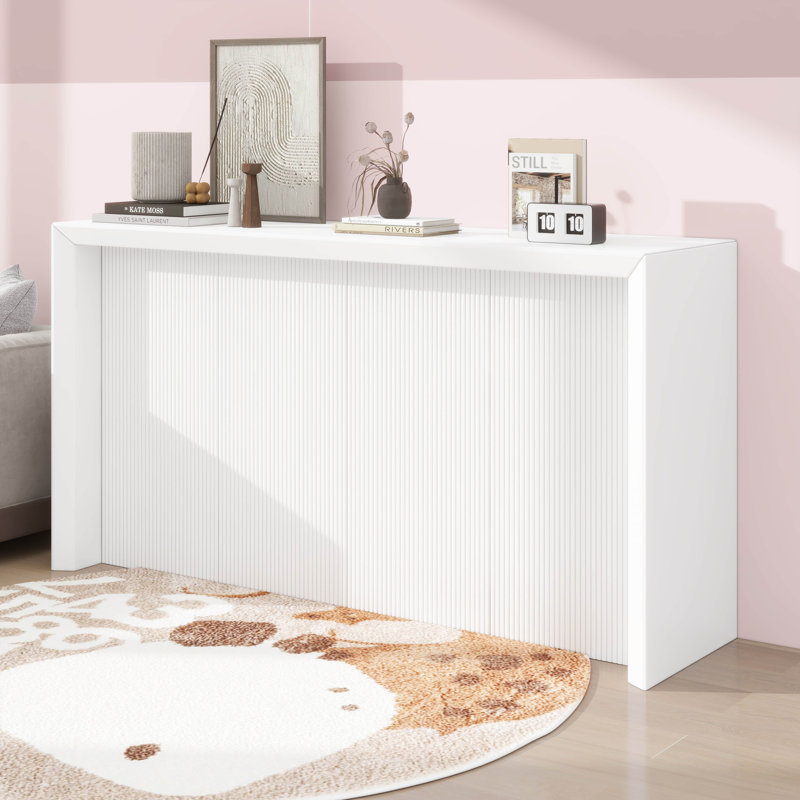 Table d'entrée minimaliste au design ondulé unique, console moderne, Beige