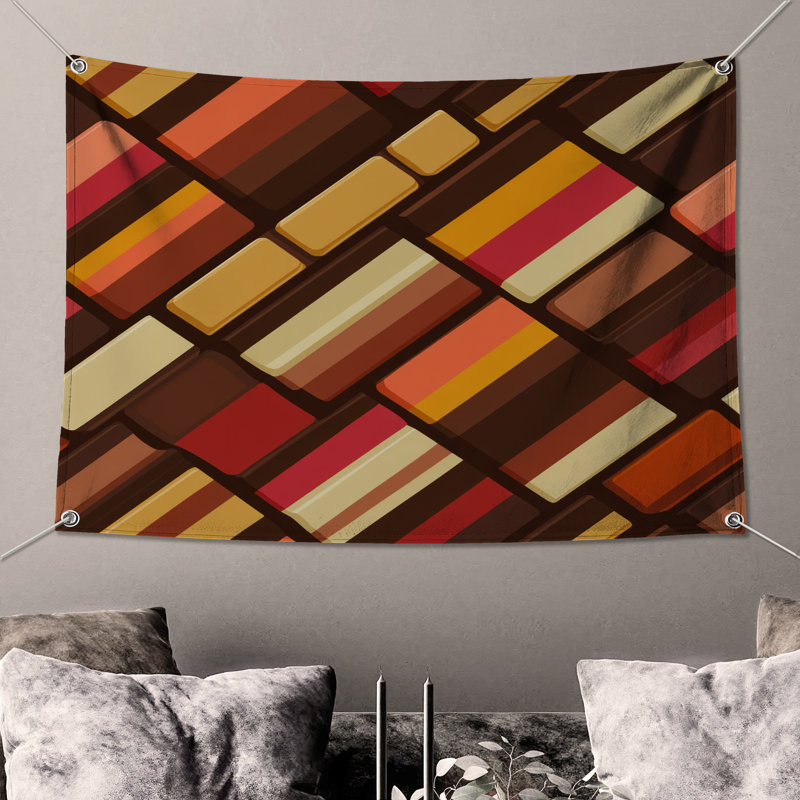 Tapisserie murale formes géométriques abstraites, H 68 po x l 80 po avec 4 œillets