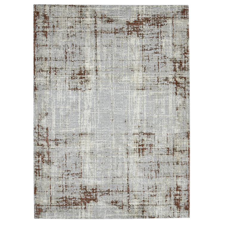 Elynna Transitional Abstract Durable Performance Red/Gray Area Rug