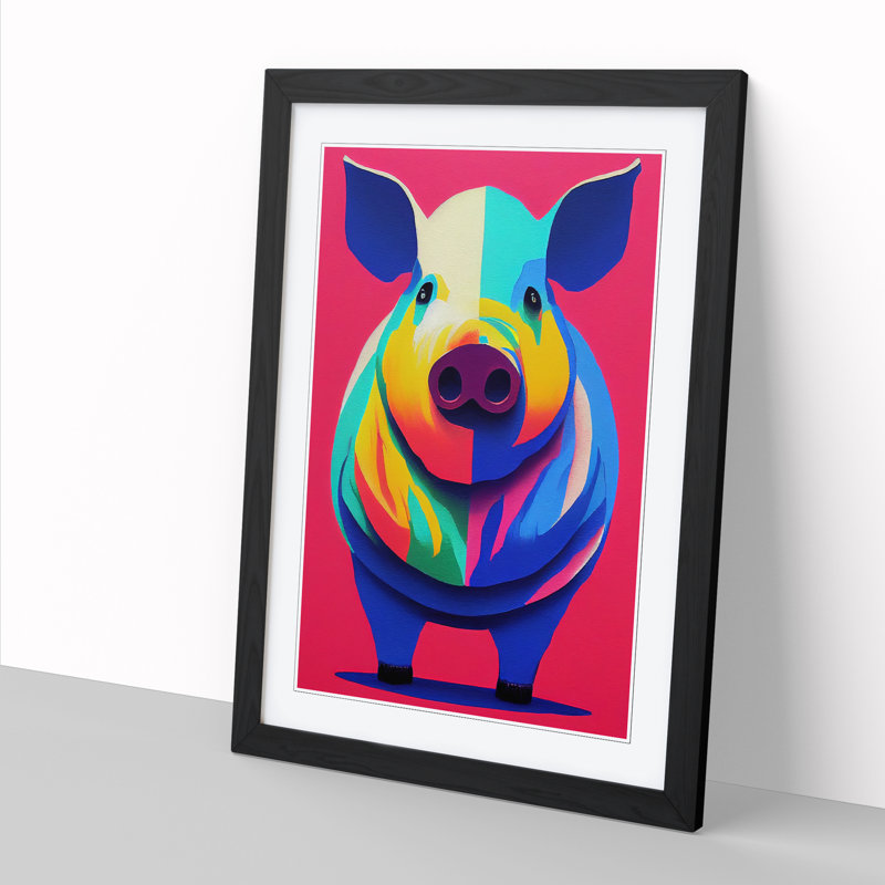 FRM-V0523-1840X Pig Painting Crayon Art 1 Piece Wall Art