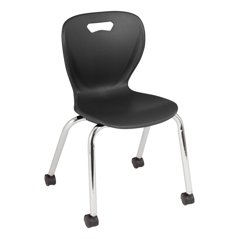 Shapes Series Stacking Classroom Chair with Wheels ( Set of 4 ), Black, 18"