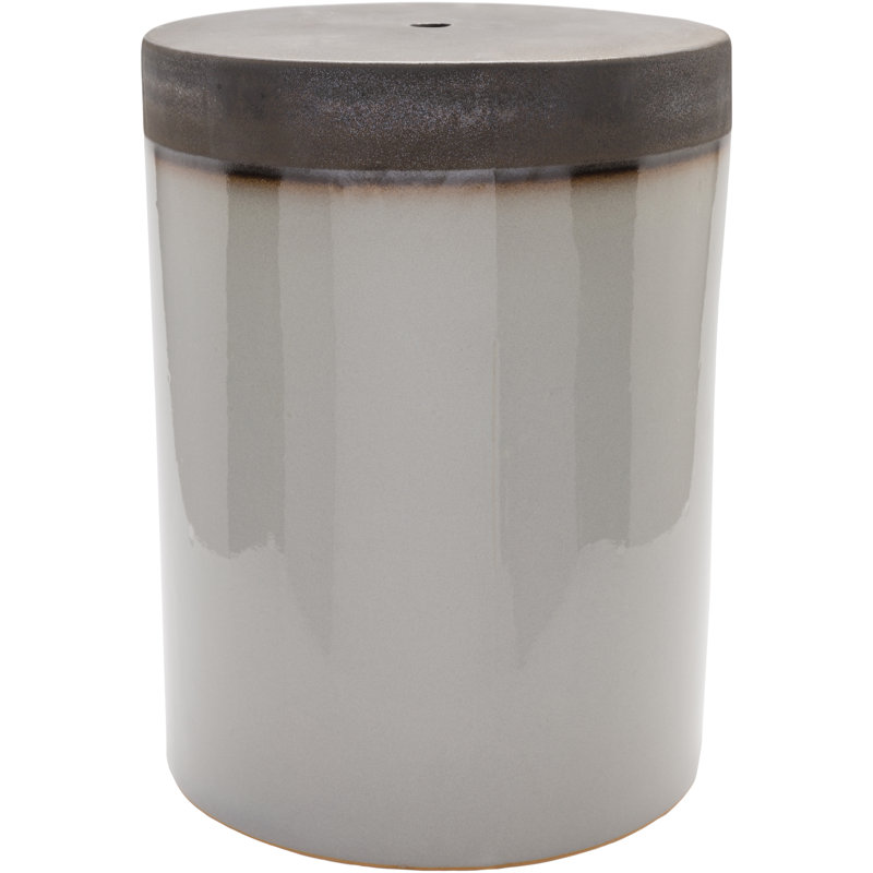 Ceramic Accent Stool, Gray/Brown