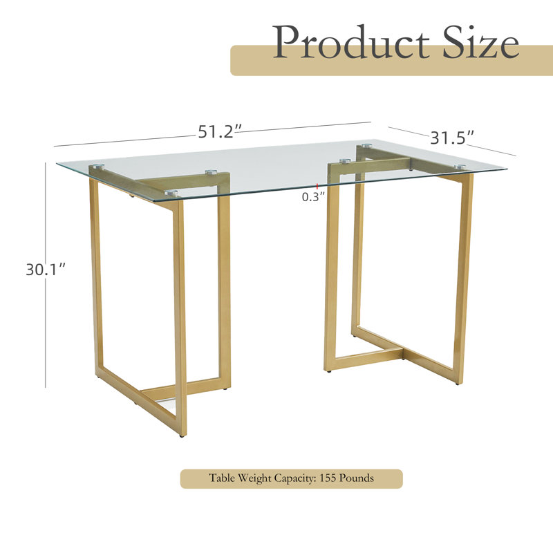 Chuhdary Glass Top Metal Base Dining Table