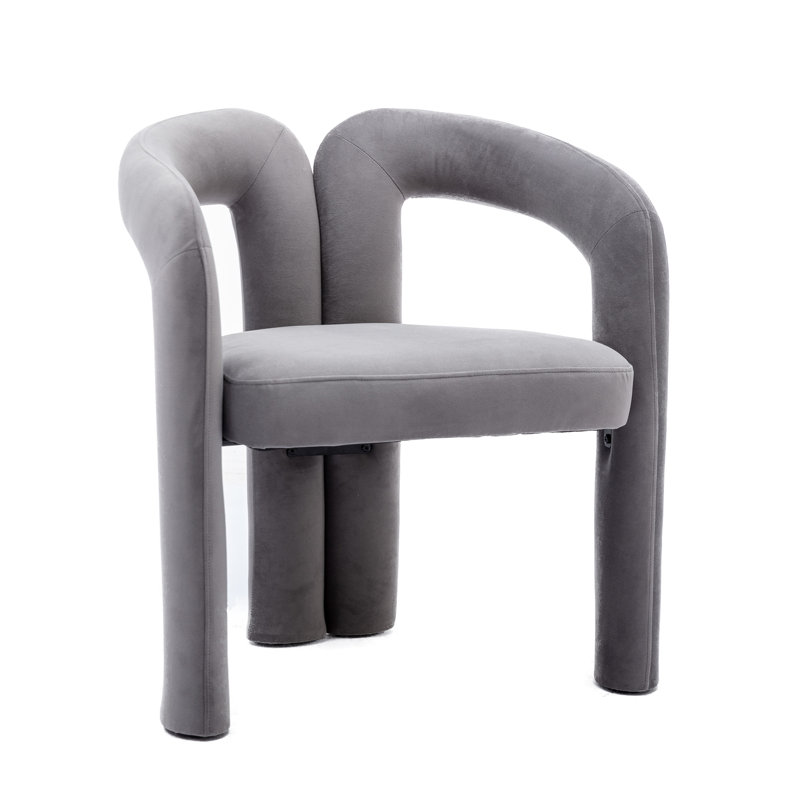Keyt 16.54'' H Upholstered Armchair, Gray Velvet, 27.95" H x 25.2" W x 19.88" D