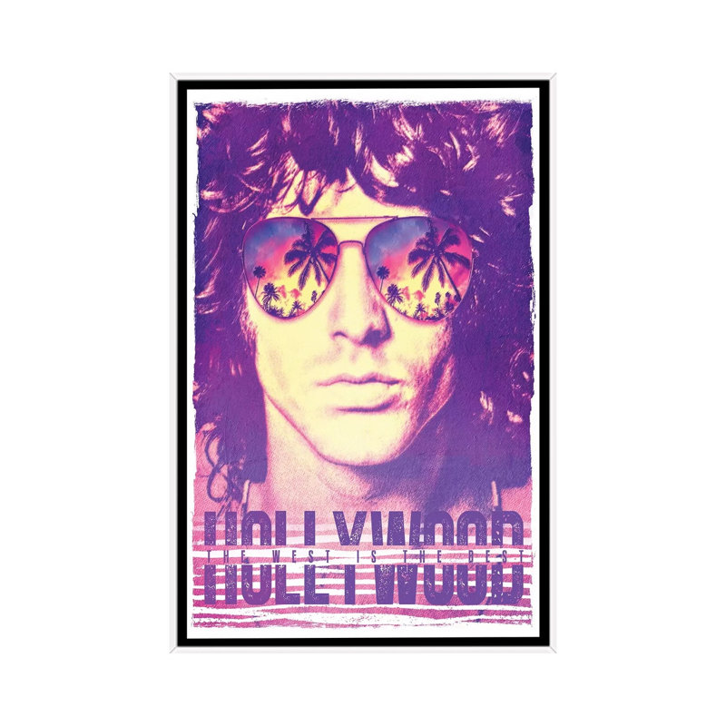 Jim Morrison, Hollywood Life - Publicité imprimée, Aucun mat, H 26 po x l 18 po x 1,5 po, Toile blanche encadrée