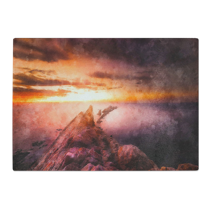 Tempered Glass Ocean View from Spain Chopping Board, 20 cm x 28.5 cm