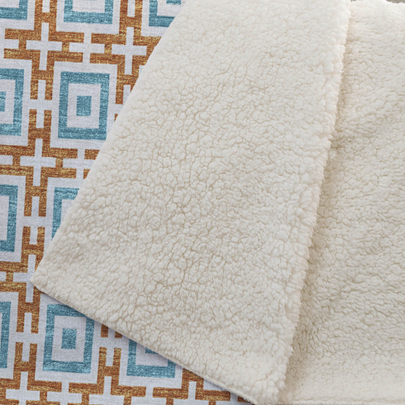 Couverture en sherpa orange One Pixie Street 50 po x 70 po, orange, Orange; ivoire; bleu sarcelle