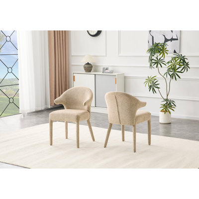 21.5" Wide Modern Wrap-Around Linen Upholstered Dining Arm Chairs (Set of 2)