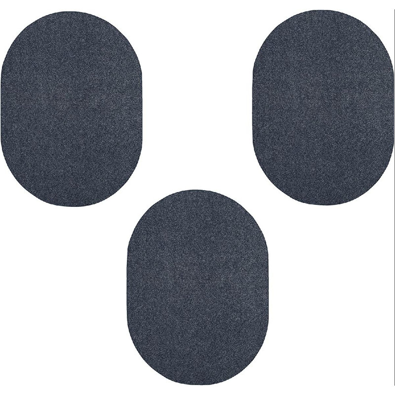 Tapis de couleur unie ovale bleu foncé tissé à la machine 2 pi x 4 pi