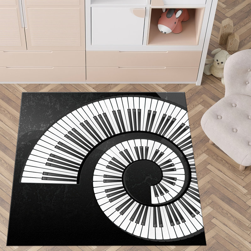 Floral Symphony Non-Woven Thin Type Printed Rug Featuring Exquisite Blossoms and Leaves, Square 3'11"