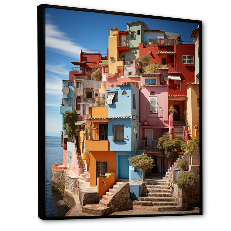 Madielyn Colorful Mexico Colorful Casas This VIII - reproduction, H 32 po x l 24 po x P 1 po, Cadre flottant noir