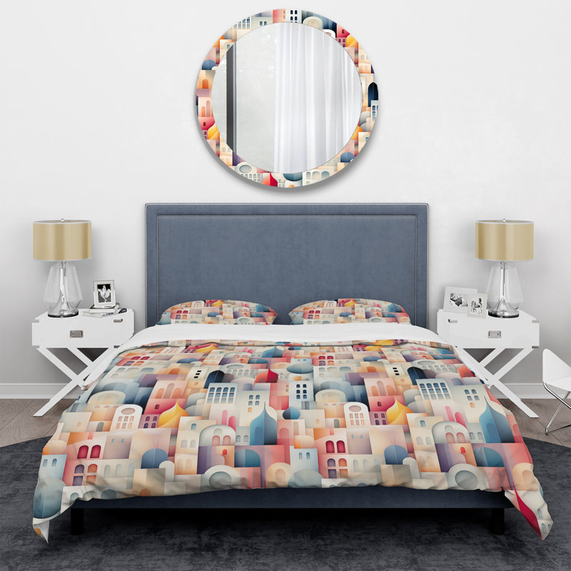 Ensemble de housse de couette à motif géométrique de couleurs pastel Skylines I