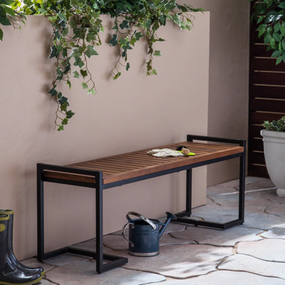 Wood Bench With Iron Supports In Imitative Coat 53.34" Wide And Resemblance