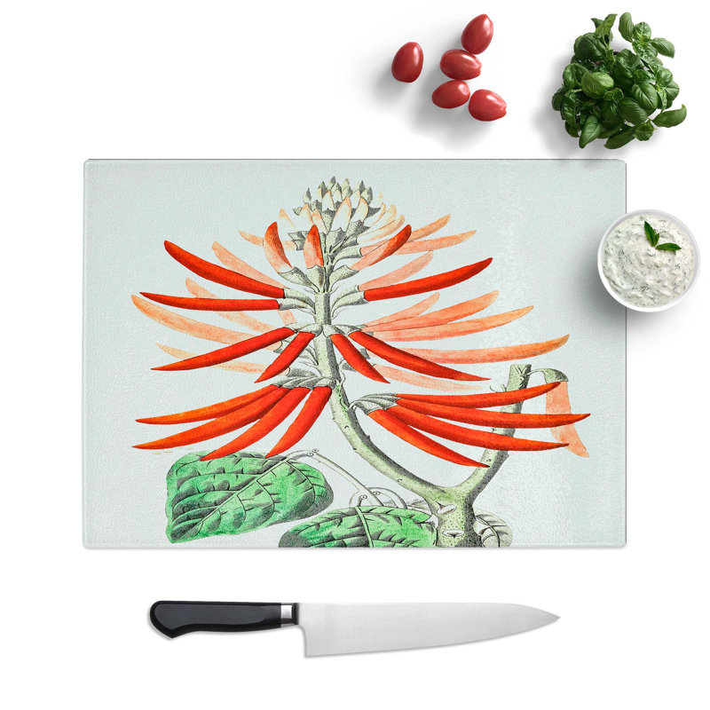 Glass Flowers of The Erythrina Plant Chopping Board, 28.5 cm W x 20 cm L