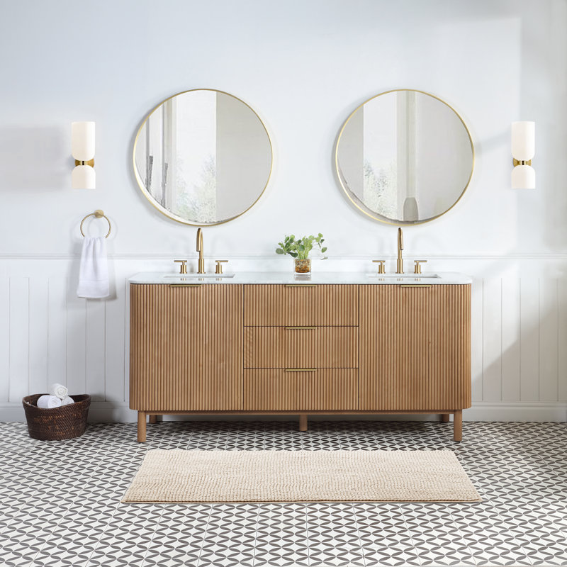 Hokku Designs Amymarie 72'' Double Bathroom Vanity with Carrara Marble ...