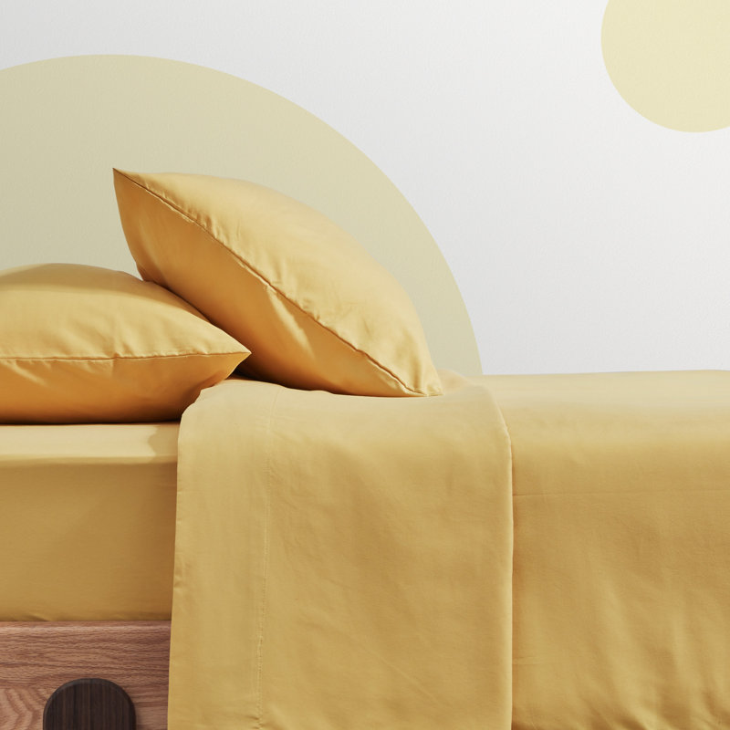 Ginger Yellow Microfiber Queen Kids Bed Sheet Set