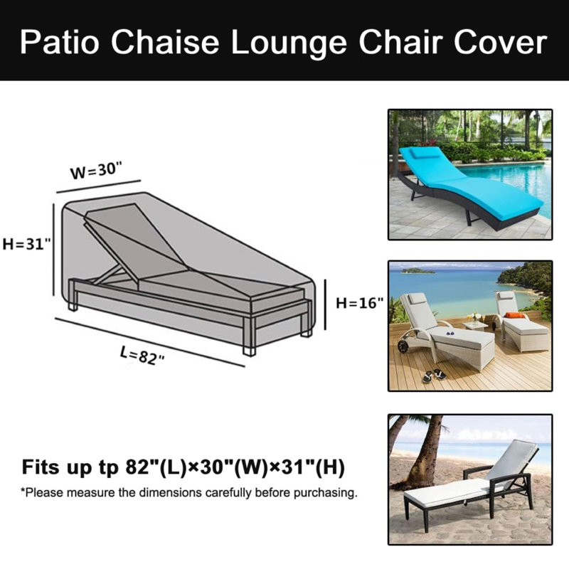 Outdoor Patio Chaise Lounge Cover, Black