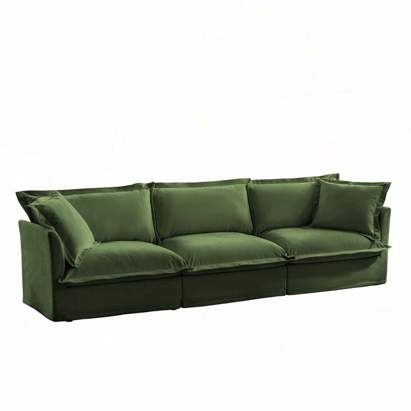 Canapé Chenille, 3, H 34,6 po x l 120 po x P 33 po, Vert