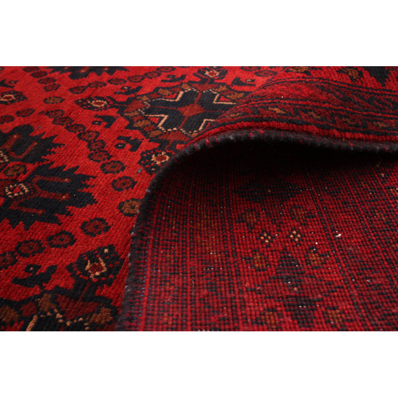 Tapis unique en laine noué à la main style Esari des années 2010 de 4 pi 1 po x 6 pi 6 po rouge Kamdan