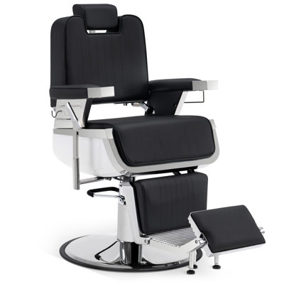 26.7" Width Heavy Duty Reclining Barber Chair, Adjustable Swivel Salon Chair, Faux Leather