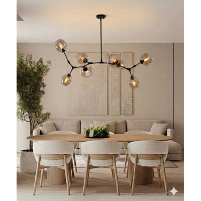 Modern 8 Light Sputnik Linear Chandelier