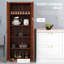 Armoire de 63 po avec rangement autoportant brun clair. 5 tablettes réglables pour optimiser l'espace de rangement dans la salle à manger. 2