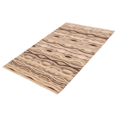Tapis unique en laine nouvel âge rectangulaire 5 pi 0 po x 8 pi 1 po ivoire