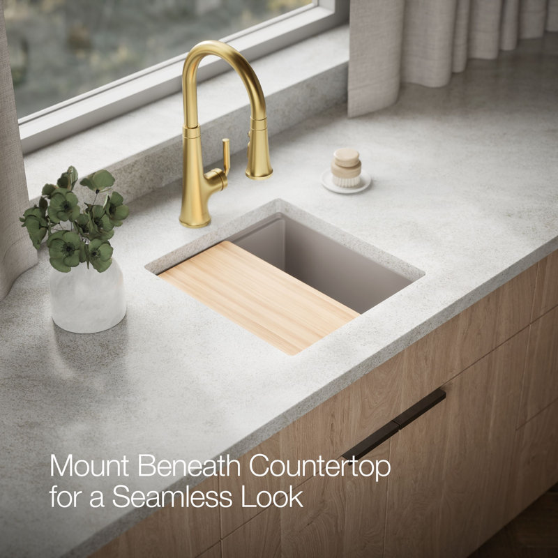 Billings Undermount Bar Sink With Accessories, White/Black