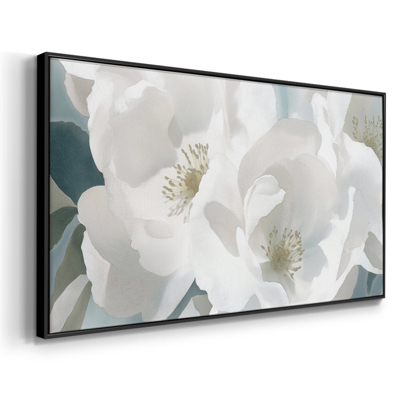 Botanical Series-CECXLIV- Toile tendue avec châssis tendue, prête à être accrochée, H 21 po x l 41 po, Noir