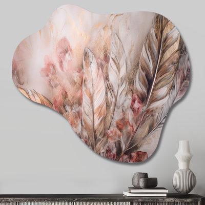 Or, plumes glamour dorées de Boho Fantasy IV - décoration murale plume nuage Glam, impression de sculpture murale asymétrique en métal